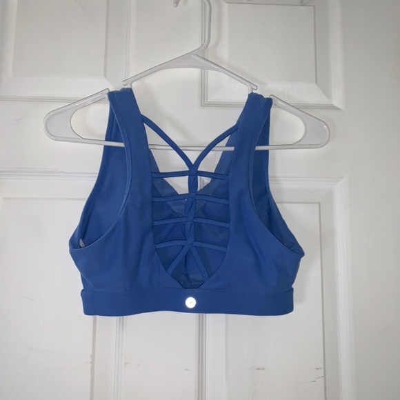 Blue sports bra with cross back - Picture 2 of 3